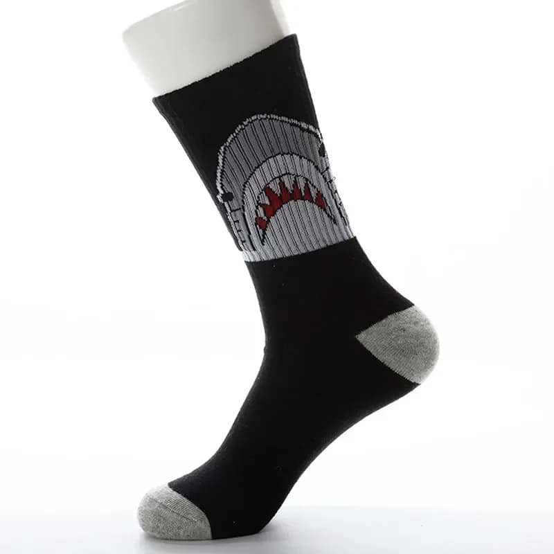 Chaussettes style Harajuku de haute qualité pour hommes et femmes, chaussettes requin en coton, styl