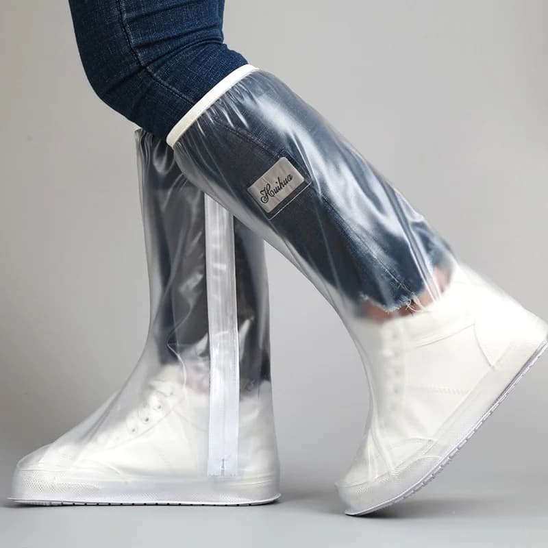 Couvre-chaussures à tube haut pour hommes et femmes, avec bord pressé et semelle épaisse, résistant 