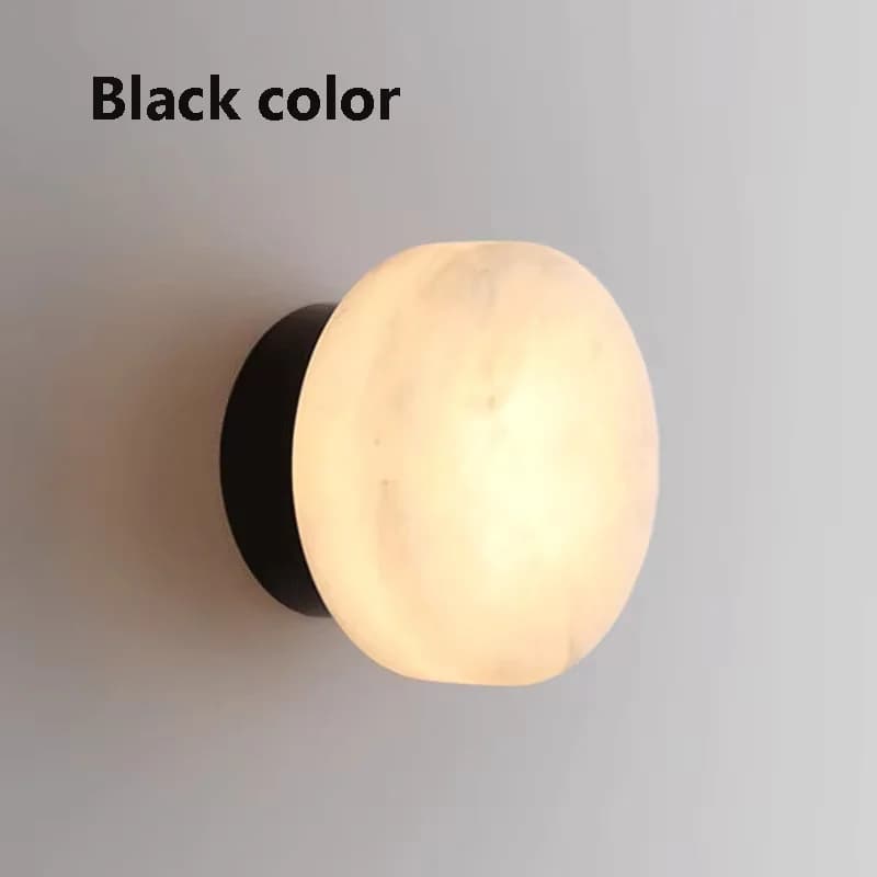 Lampe murale ronde en marbre naturel espagnol, lampe LED moderne pour chambre à coucher, tête de lit