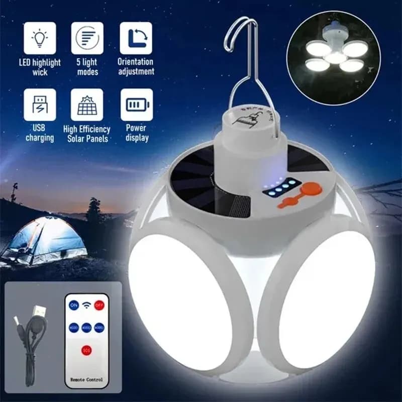 Lanterne solaire portative de Camping Led Rechargeable lampe de tente suspendue extérieure ampoules 