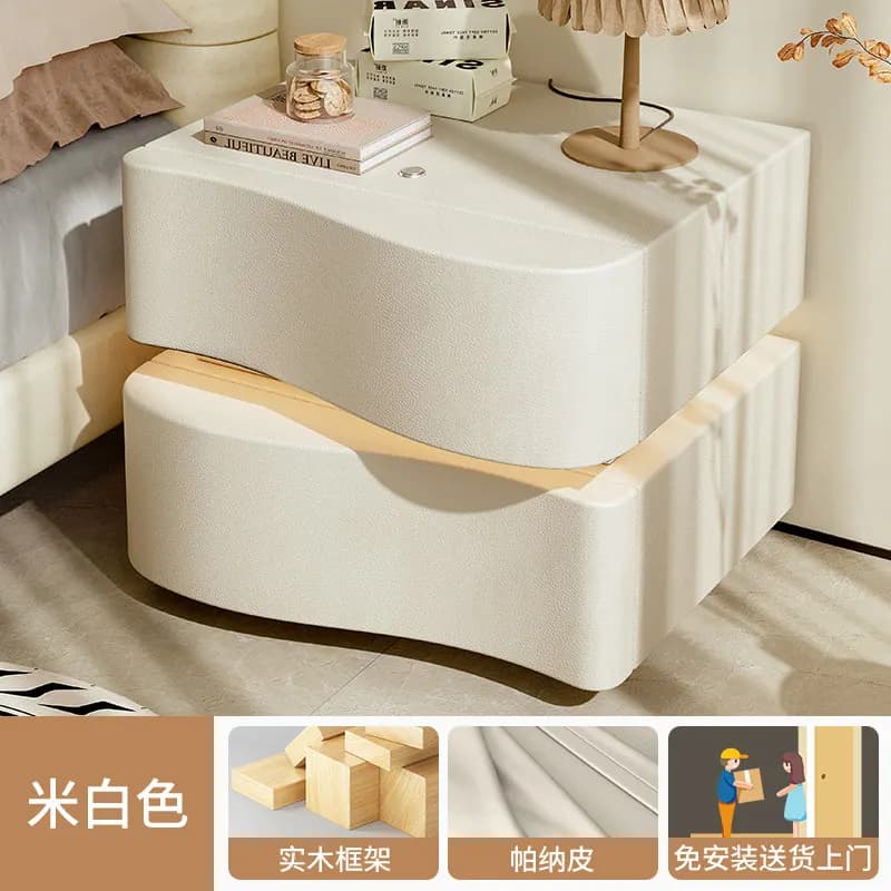 Table de chevet en bois naturel, organisateur mignon pour chambre à coucher, table de chevet blanche