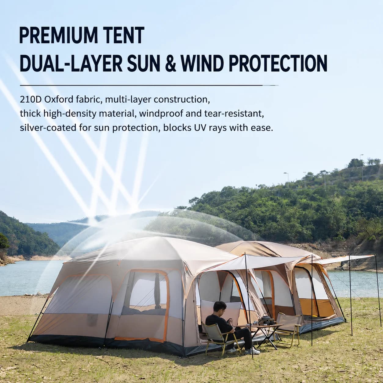 Tente de camping automatique imperméable, tente familiale pop-up, grand abri extérieur, équipement p
