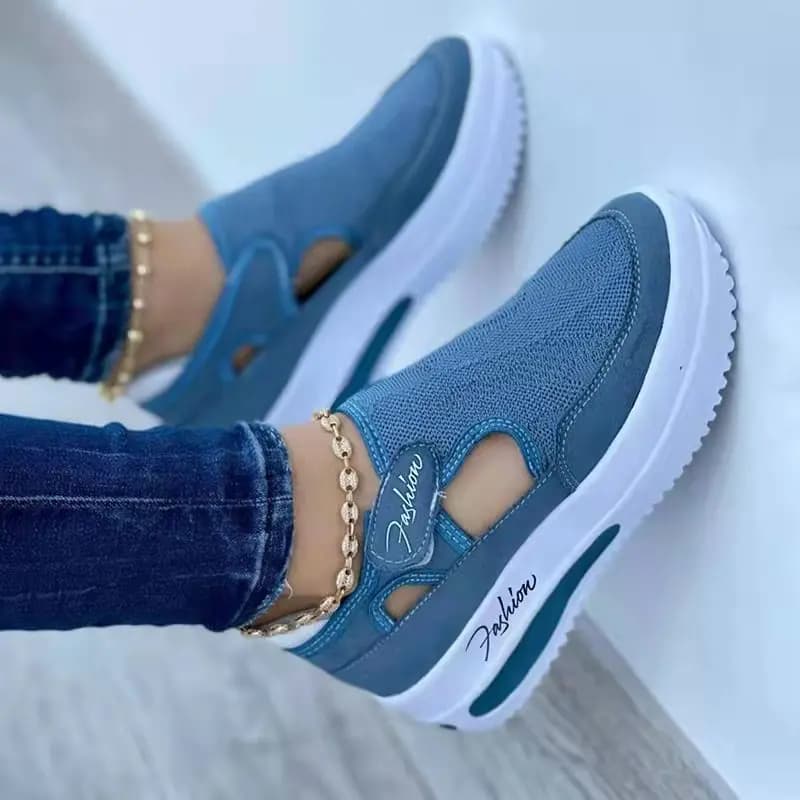 Baskets de styliste pour femmes, chaussures de Tennis à semelles compensées, en toile rouge et bleue