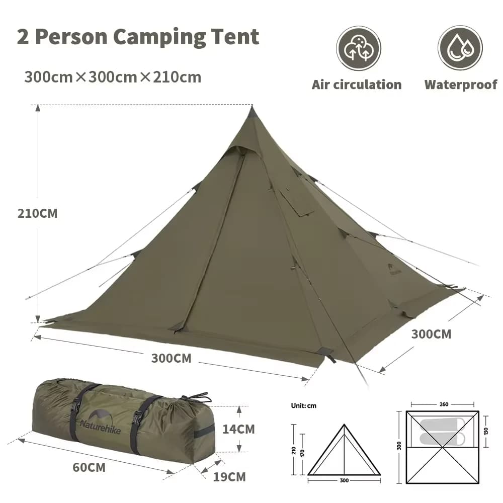 Tente pyramidale Naturehike 2025, tente de camping Ranch Fire, tente d'extérieur multi-mode, ignifug