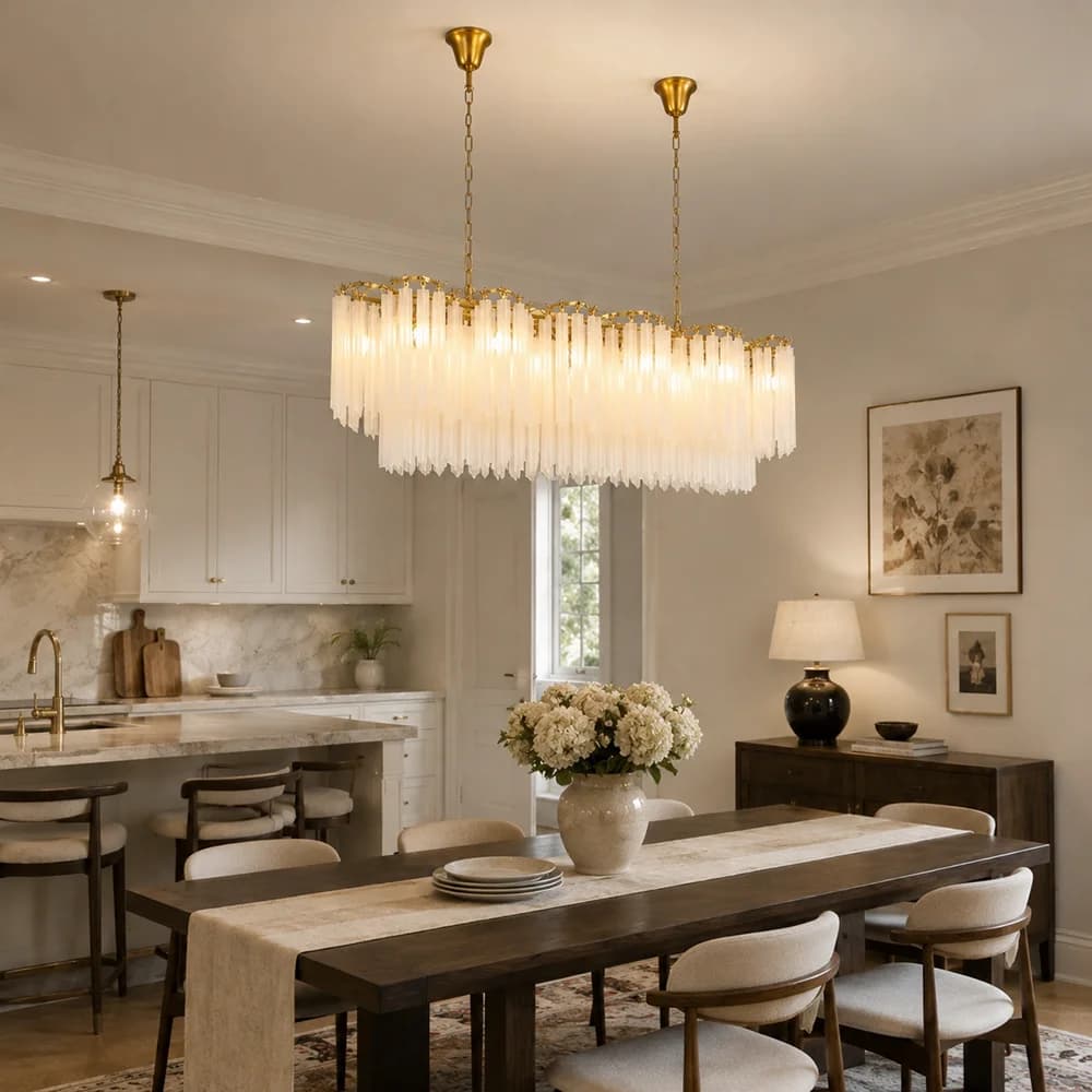 Lustre moderne de luxe en verre blanc pour salle à manger, salon, villa, lampe suspendue en laiton d