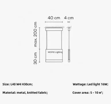 Tissu tricoté pendentif LED lumière nordique design minimalisme lustre salle à manger bureau décorat