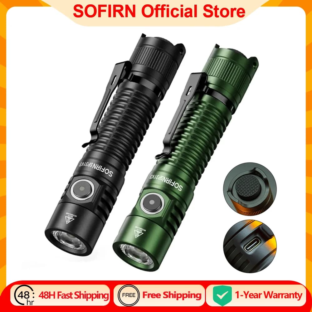 Sofirn SP31 V3.0 lampe de poche tactique puissante SST40/519A 2000lm 18650 torche LED USB C