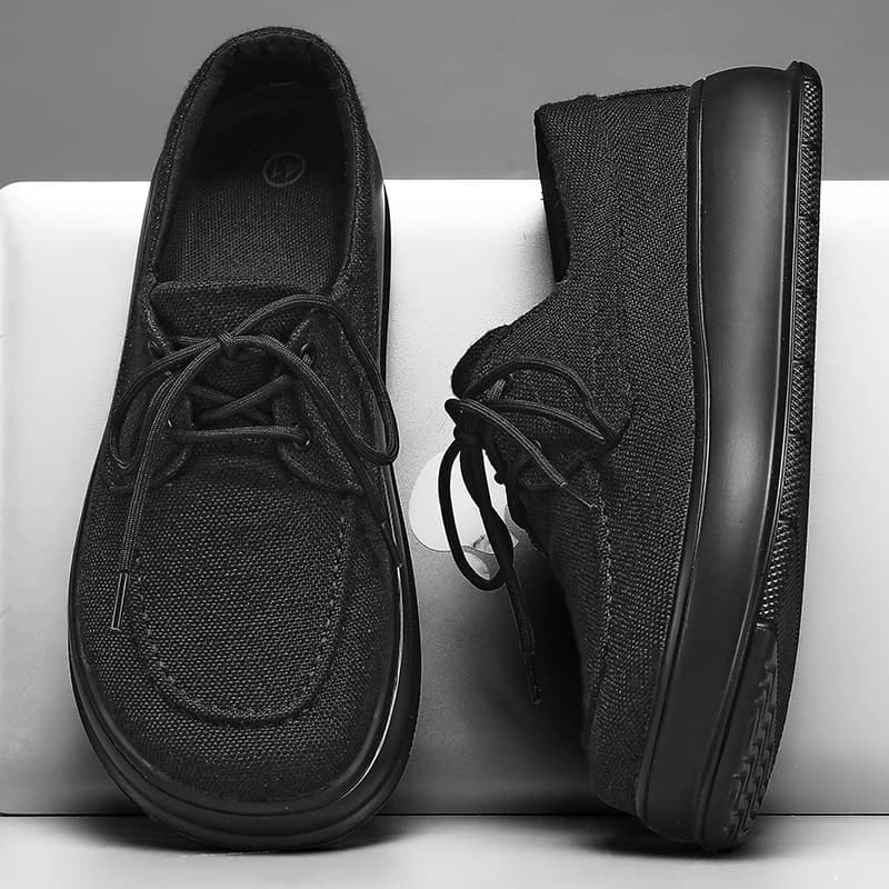 Chaussures de marche décontractées à bout large pour hommes, en toile respirante, plates, pour l'ext