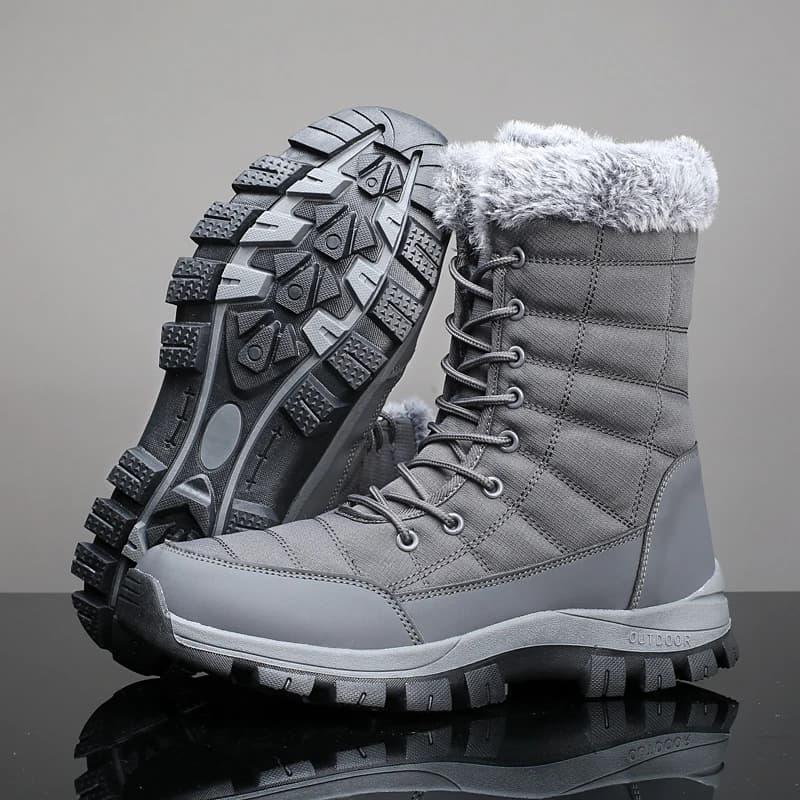 Bottes de neige d'hiver pour hommes, bottes de randonnée d'extérieur antidérapantes en peluche chaud