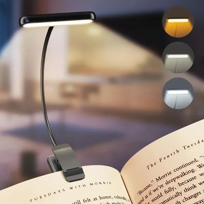 Lampe de lecture LED pour livre, lumière de lecture, protection des yeux, à clipser, rechargeable pa