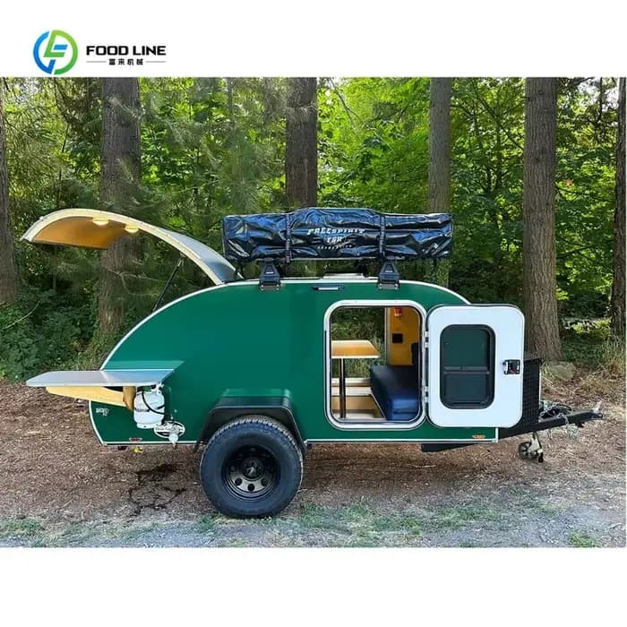 Remorque teardrop tout-terrain personnalisable, remorque de voyage en aluminium avec frein électriqu