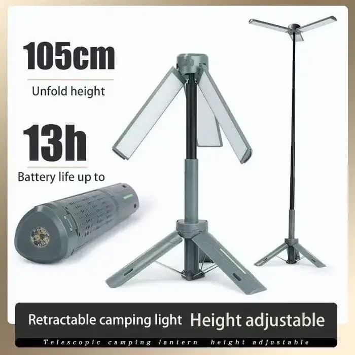Rechargeable en plein air Portable randonnée Camping pêche lampe de poche télescopique Camping lante