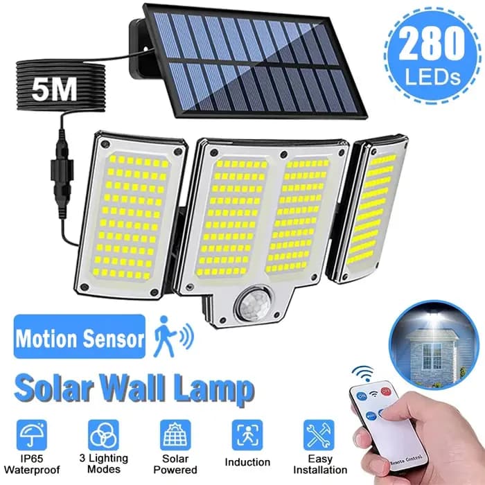 234/280 LED lumières solaires pour capteur de mouvement extérieur lumières d'inondation solaires éta