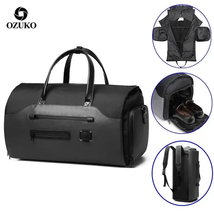 OZUKO-Sac à vêtement multifonction pour hommes, sac de voyage imperméable, grande capacité, poche po