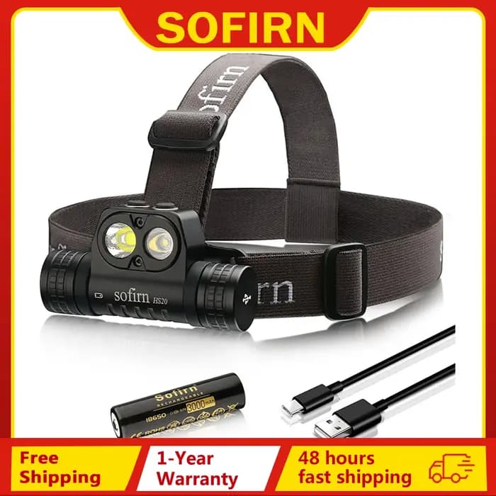 Sofirn HS20 2700lm USB C lampe frontale LED Rechargeable 18650 phare puissant avec projecteur et pro