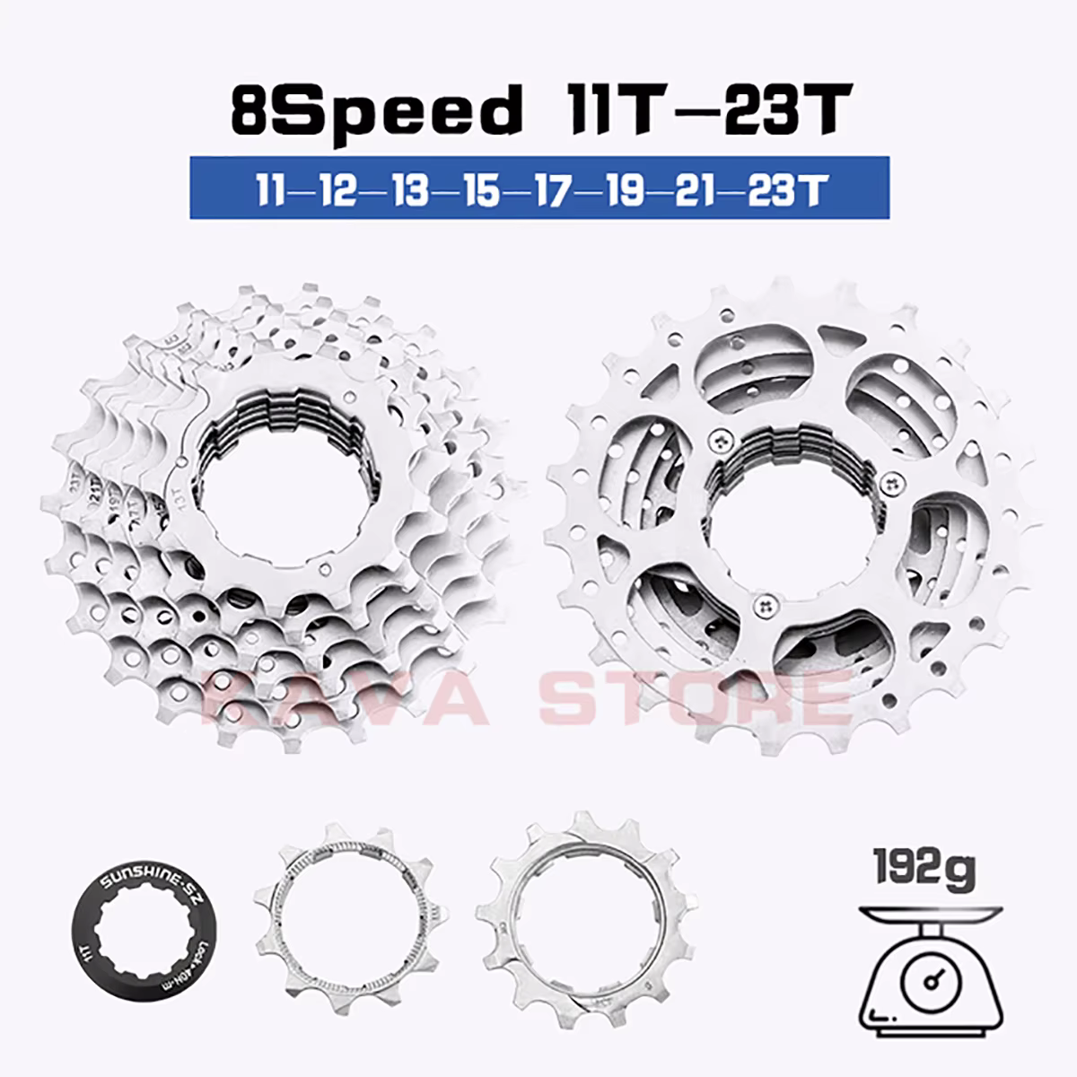 SUNSHINE 8/9/10/11/12 vitesses Cassette de vélo de route 11V 23T/25T/28T/30T/32T/34T/36T roue libre 