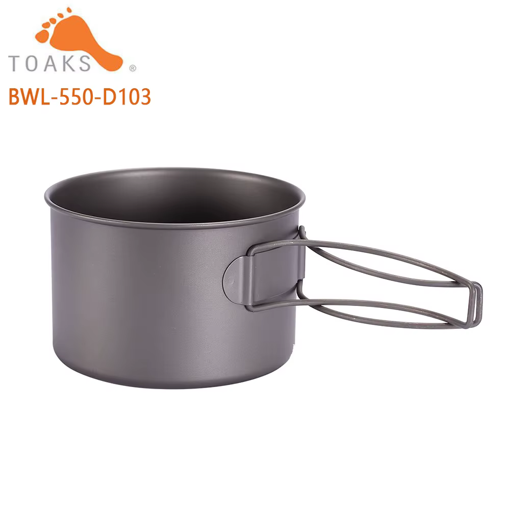 TOAKS – bol de Camping en titane avec poignée pliante, vaisselle légère et Portable de 550ml
