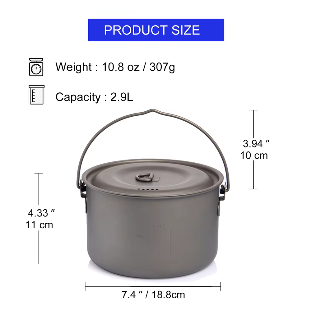 Widesea Camping vaisselle titane batterie de cuisine ensemble tourisme chaudron extérieur marmite pi