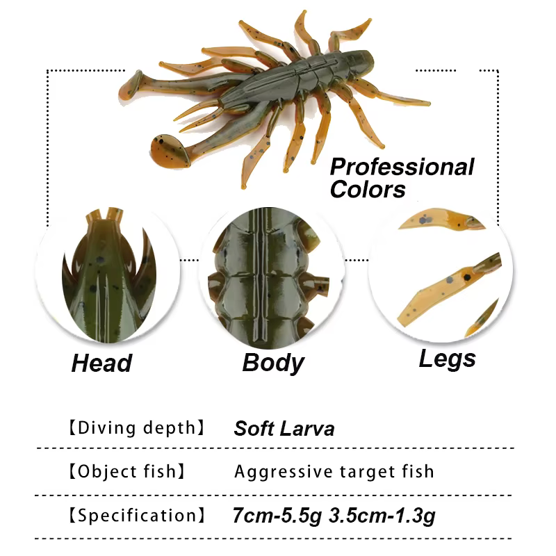 WESTBASS 4 pièces appâts de natation souples 3.5 cm-7 cm Silicone créature insectes appâts en caoutc