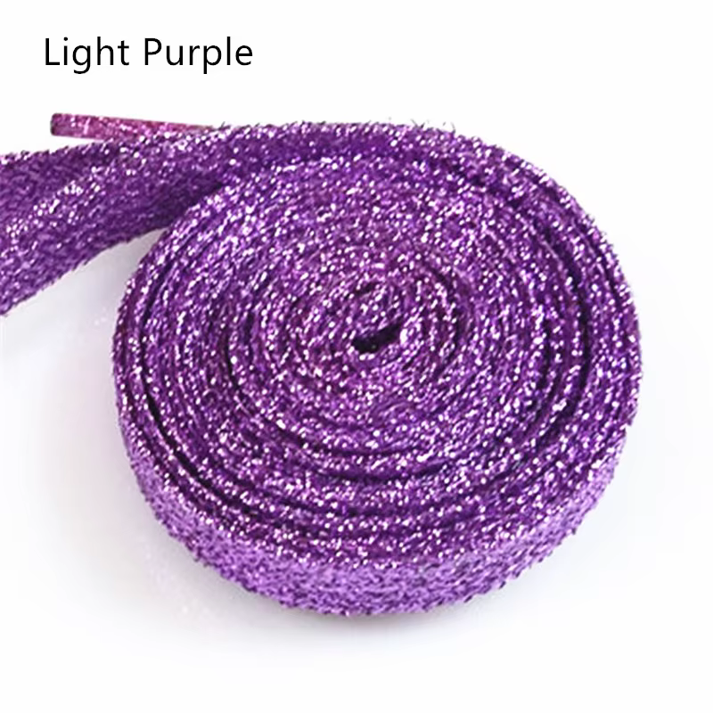 1 paire de lacets en fil d'or et d'argent brillant, lacets plats à paillettes, couleurs scintillante
