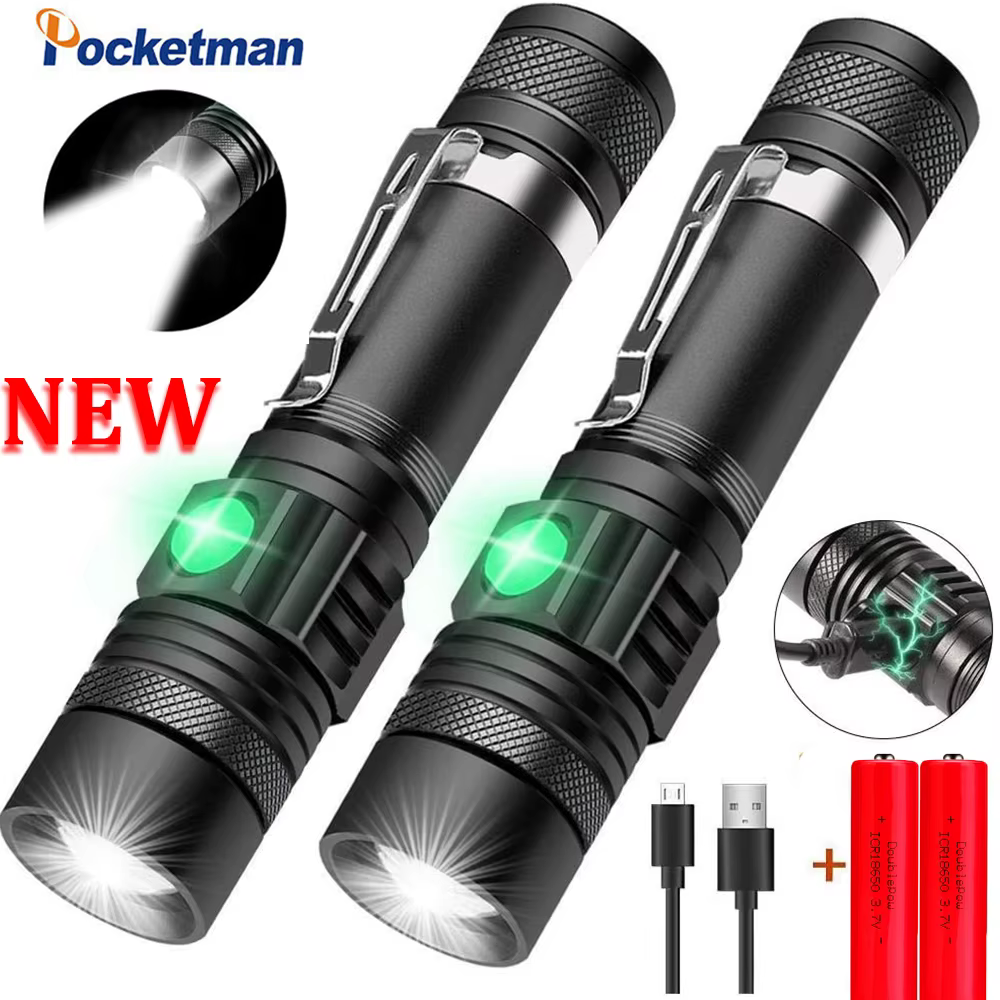 Pocketman lampes de poche LED lampe de poche Rechargeable USB torche de vélo lampe de poche étanche