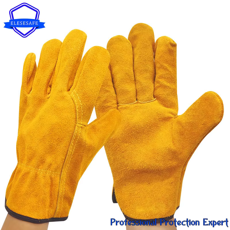 Gants de Soudeur en Cuir de Vache, Protection des Mains, Anti-Coupure, pour le Travail et le Jardin