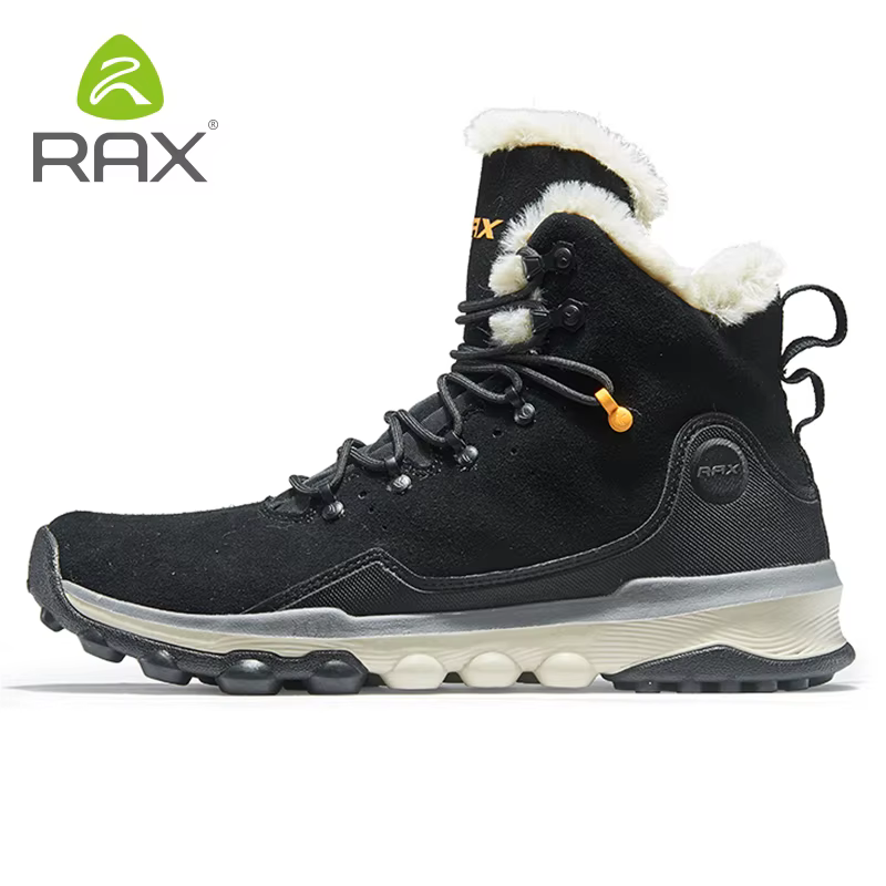 RAX-Chaussures de randonnée mi-hautes pour hommes, bottes de neige anti-alde, doublure en peluche, b
