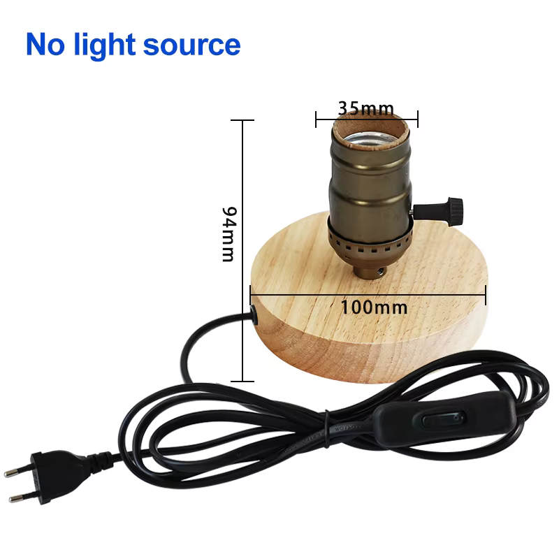 Lampe de Table rétro Vintage en bois, douille E27, support de Base, prise ue, lampe de chevet, 220V 