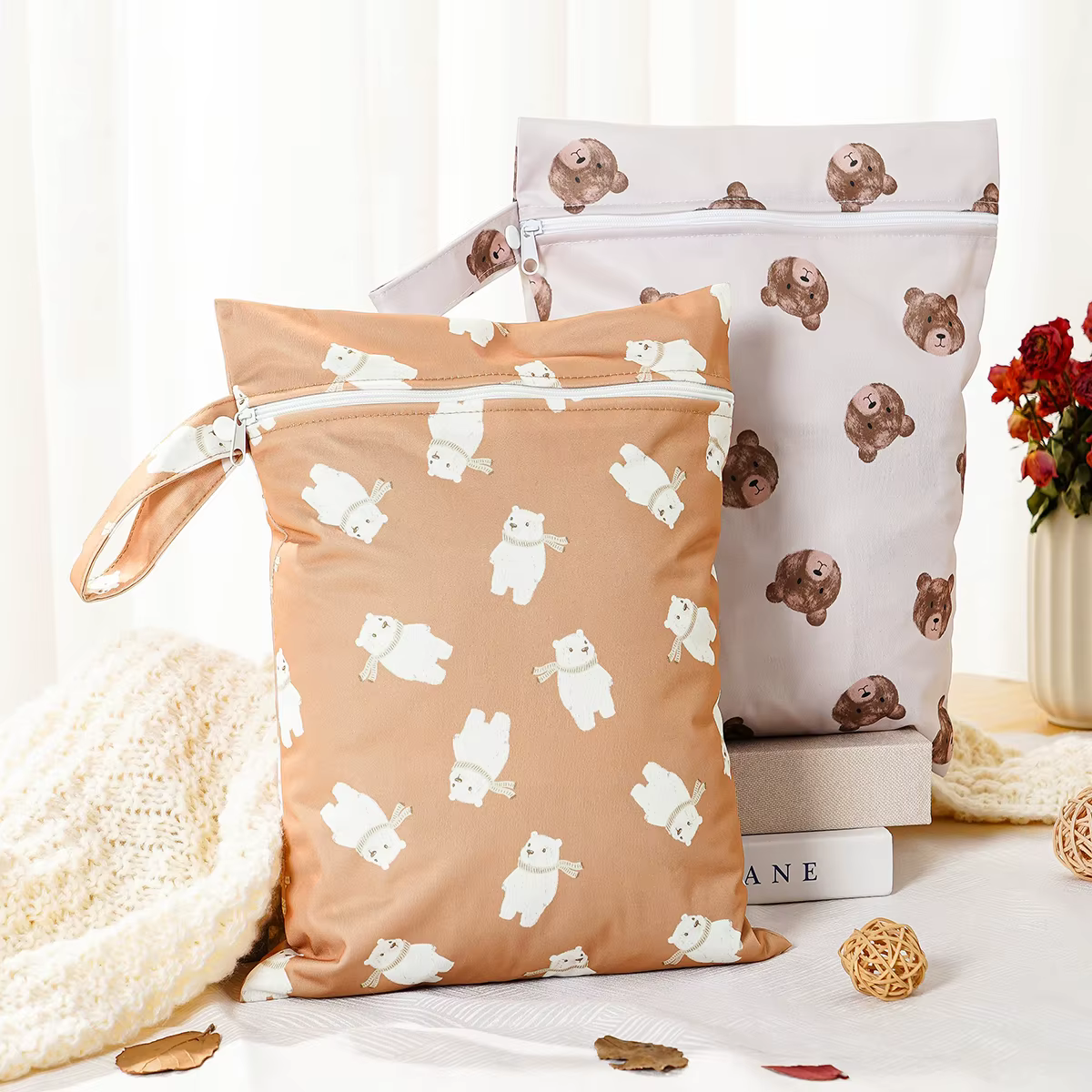 MUNIBaby-Ensemble de Sacs à Couches Lavables avec Fermeture Éclair, Caddie de Voyage, 2 Pièces