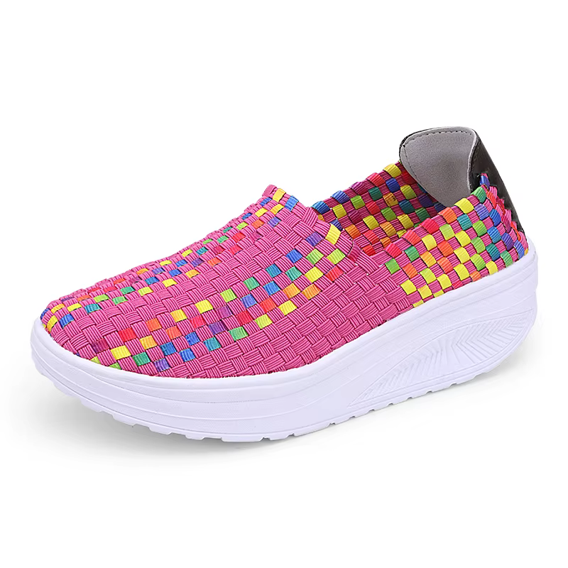 STleargSHEN-Baskets tissées à talons de 5cm pour femmes, chaussures de marche respirantes, faites à 