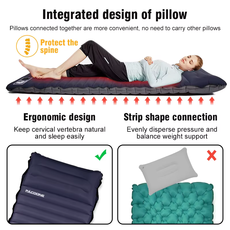 PACOONE – matelas de couchage épais de 10Cm, ultraléger, auto-gonflant, lit d'épissure, tapis de piq