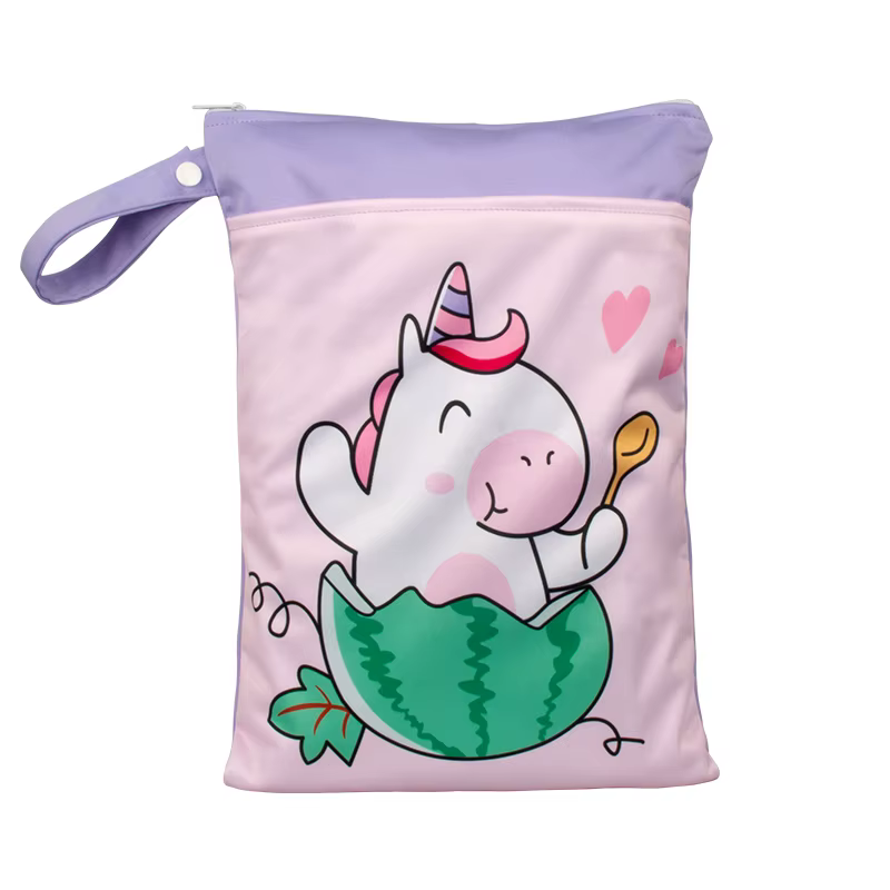 Sac à couches réutilisable imperméable à l'eau avec deux fermetures à glissière, sac étanche pour co