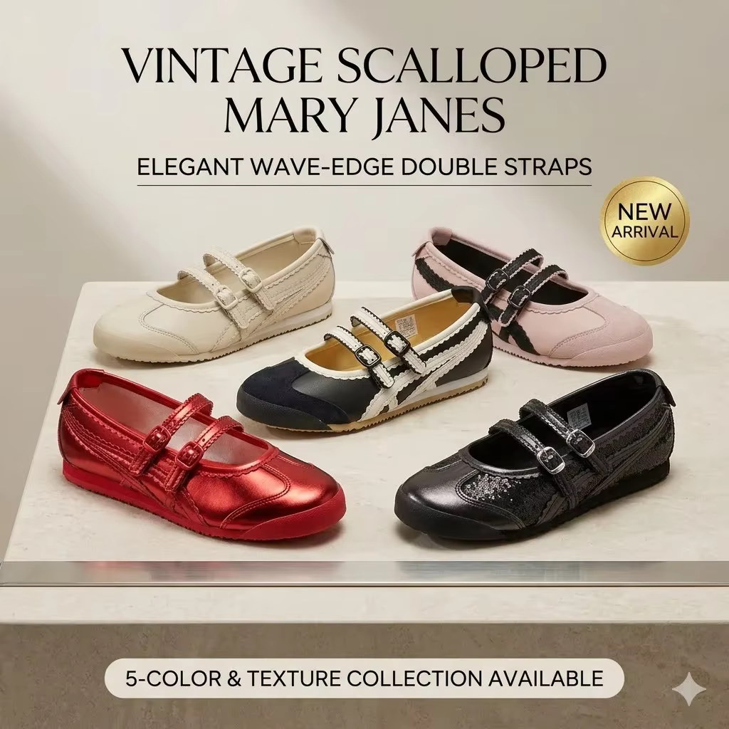 Chaussures de marche décontractées polyvalentes à scratchs, style Mary Jane, ballerines à bout rond