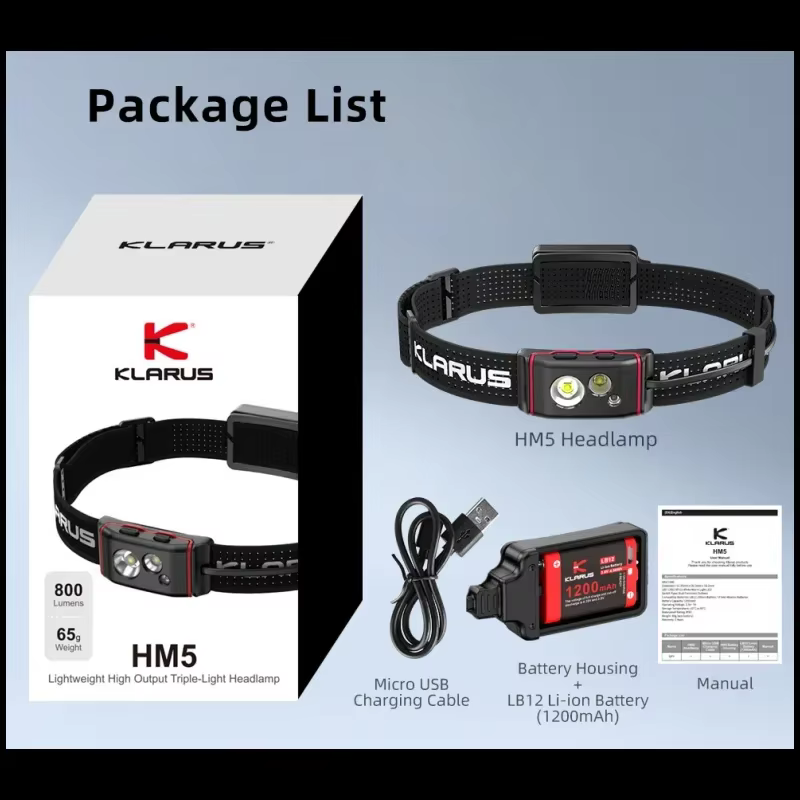 Klarus-Lampe de sauna triple lumière AVEN5, 800lumens, légère, haut rendement