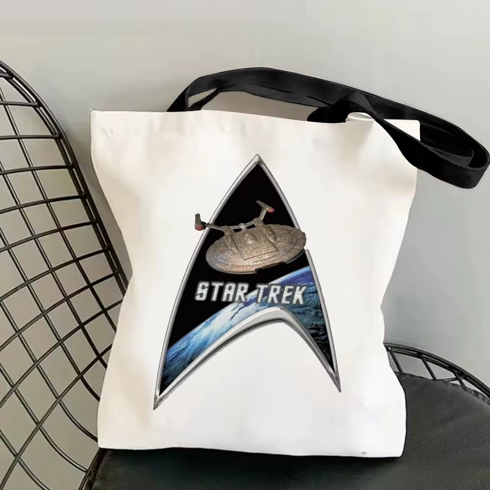 Sacs de rangement Star Trek en toile imprimée double face, sacs fourre-tout à bandoulière tendance, 