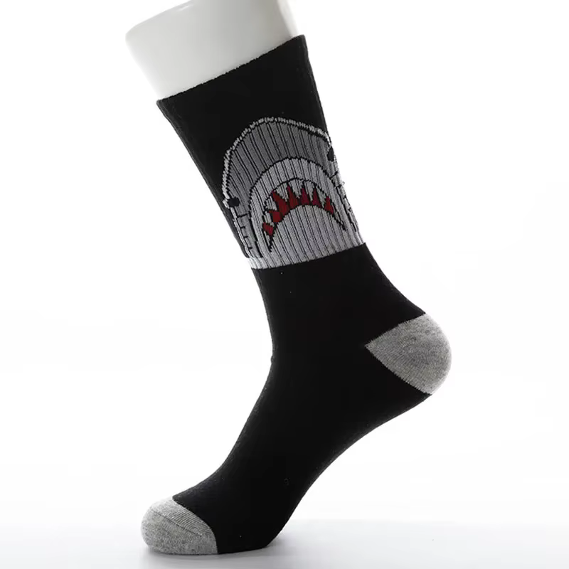 Chaussettes style Harajuku de haute qualité pour hommes et femmes, chaussettes requin en coton, styl