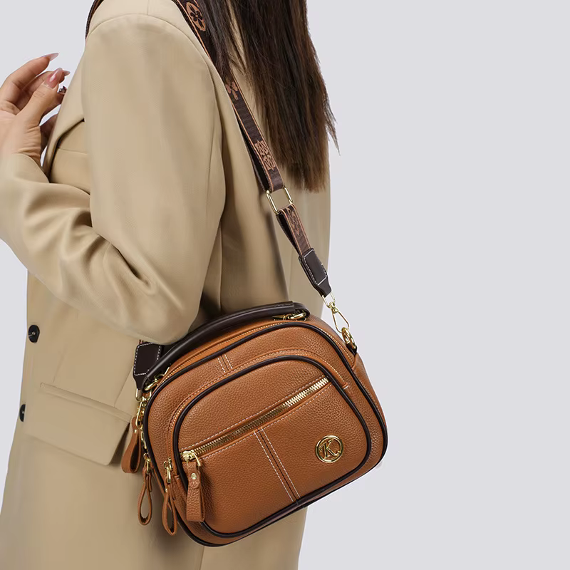 Sac bandoulière polyvalent décontracté pour femme à trois compartiments, sac à main de loisirs de gr