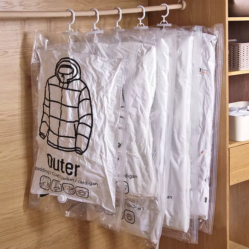 Sac sous vide Transparent suspendu, rangement pour vêtements, doudoune, pardessus, Compression, orga