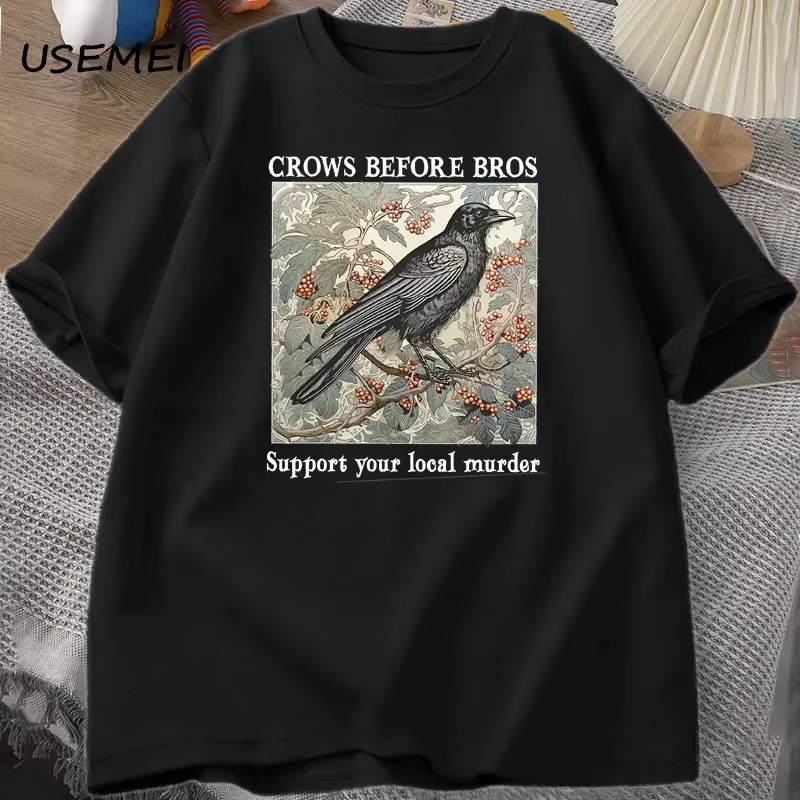 Funny corbeaux avant Bros rétro T-shirt femmes hommes Halloween T-shirt décontracté coton col rond m