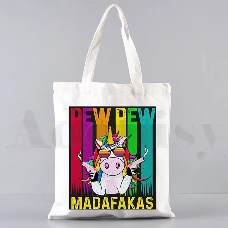 Pew Pew Madafakas sac fourre-tout unisexe sacs en toile sacs à provisions imprimé sac à bandoulière 