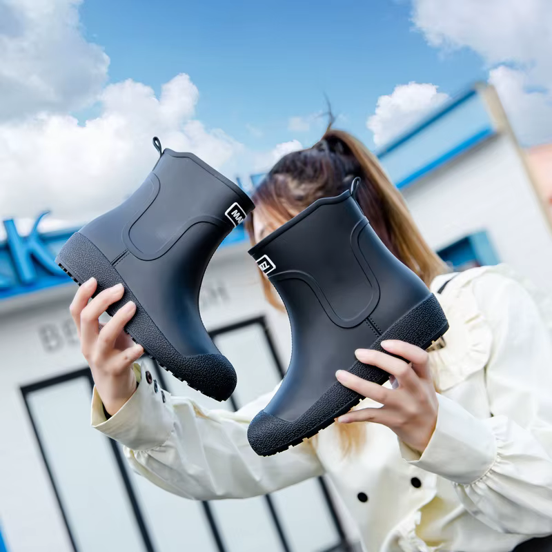 Chaussures de pluie antidérapantes allemandes pour hommes, bottes de pluie chaudes mi-mollet, chauss