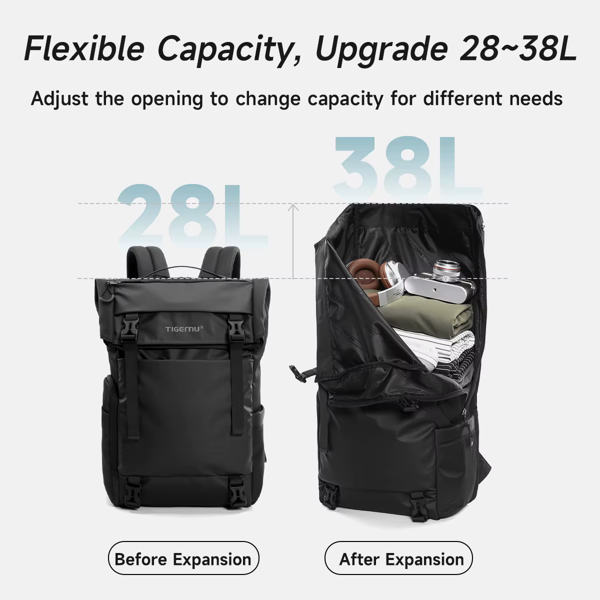 Tigernu voyage sac à dos mâle TPU sac à dos étanche hommes sacs extensible hommes sac à dos sacs d'a