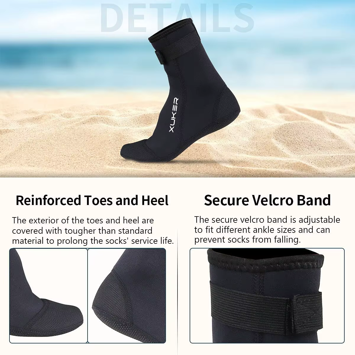 Chaussettes en néoprène 3mm, chaussons de plage, volley-ball, sable, football, plongée, natation, su