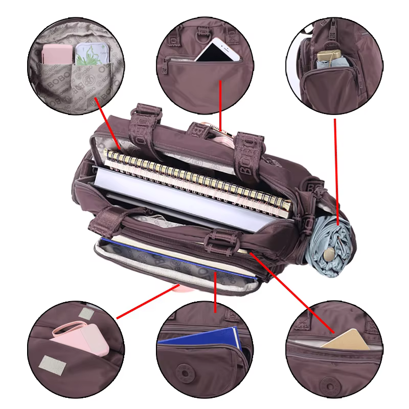 Sac à dos polyvalent et léger pour femmes, sac à bandoulière unisexe multi-poches, sacs Preppy léger