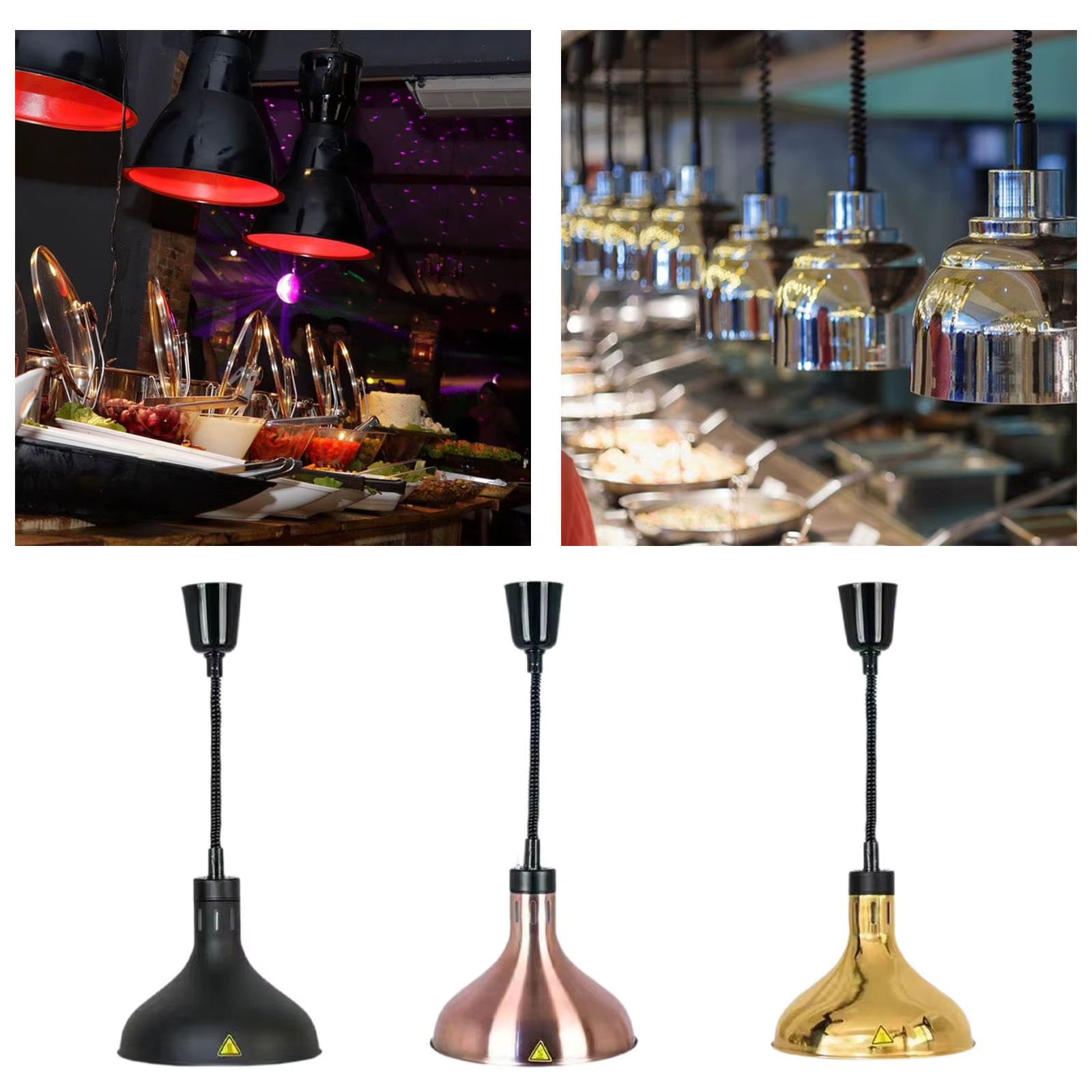Lampe chauffante alimentaire multifonctionnelle E27 en acier inoxydable réglable pour buffet, cafété