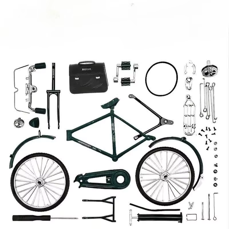 Kit de modèle de vélo vintage – avec pompe et bagages, cadeau idéal pour les collectionneurs et la d