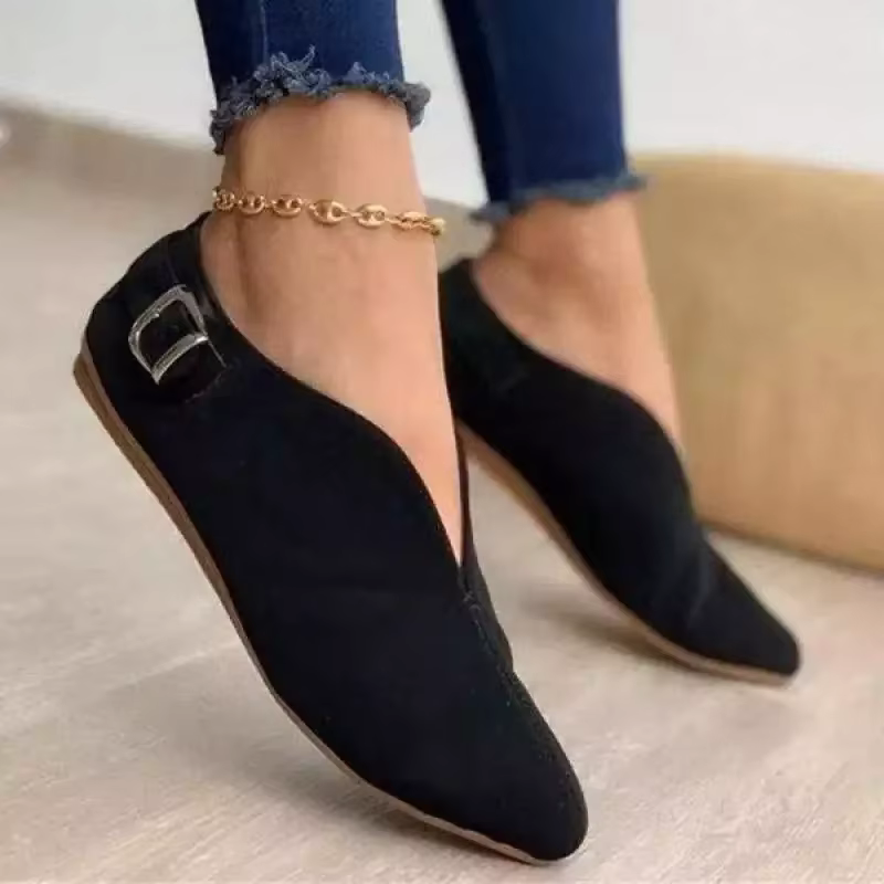 Mocassins pointus en daim pour femmes, chaussures plates pour femmes, mocassins rétro, chaussures dé