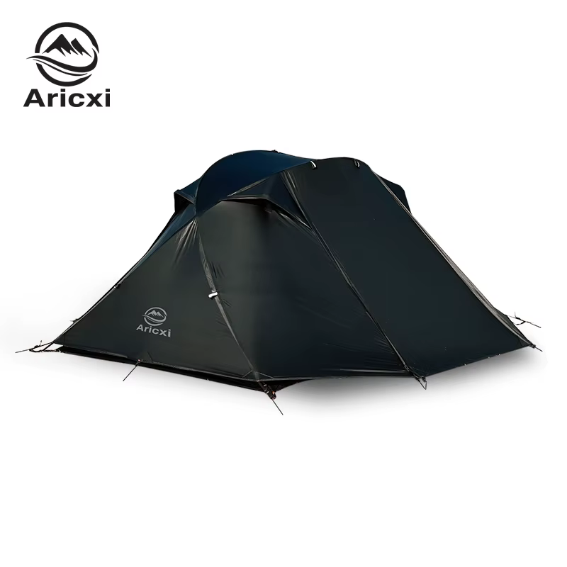 Tente de Camping Professionnelle Légère 15D, Noire, pour 2 Personnes, Trekking, Imperméable, Livrée 