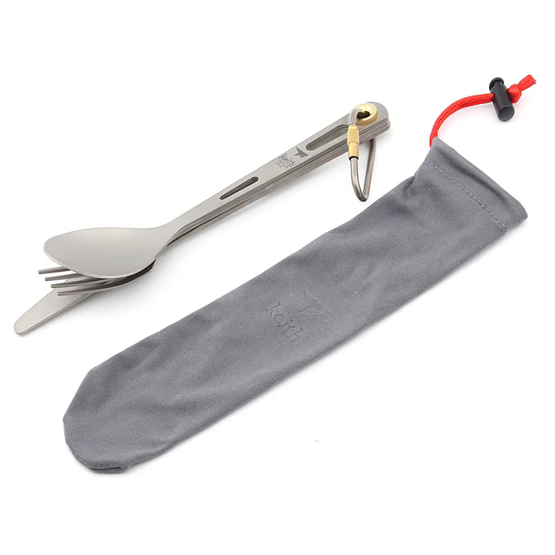 Pamono-Ensemble de cuisine en titane, couteau, fourchette, cuillère, portable, ultraléger, pique-niq