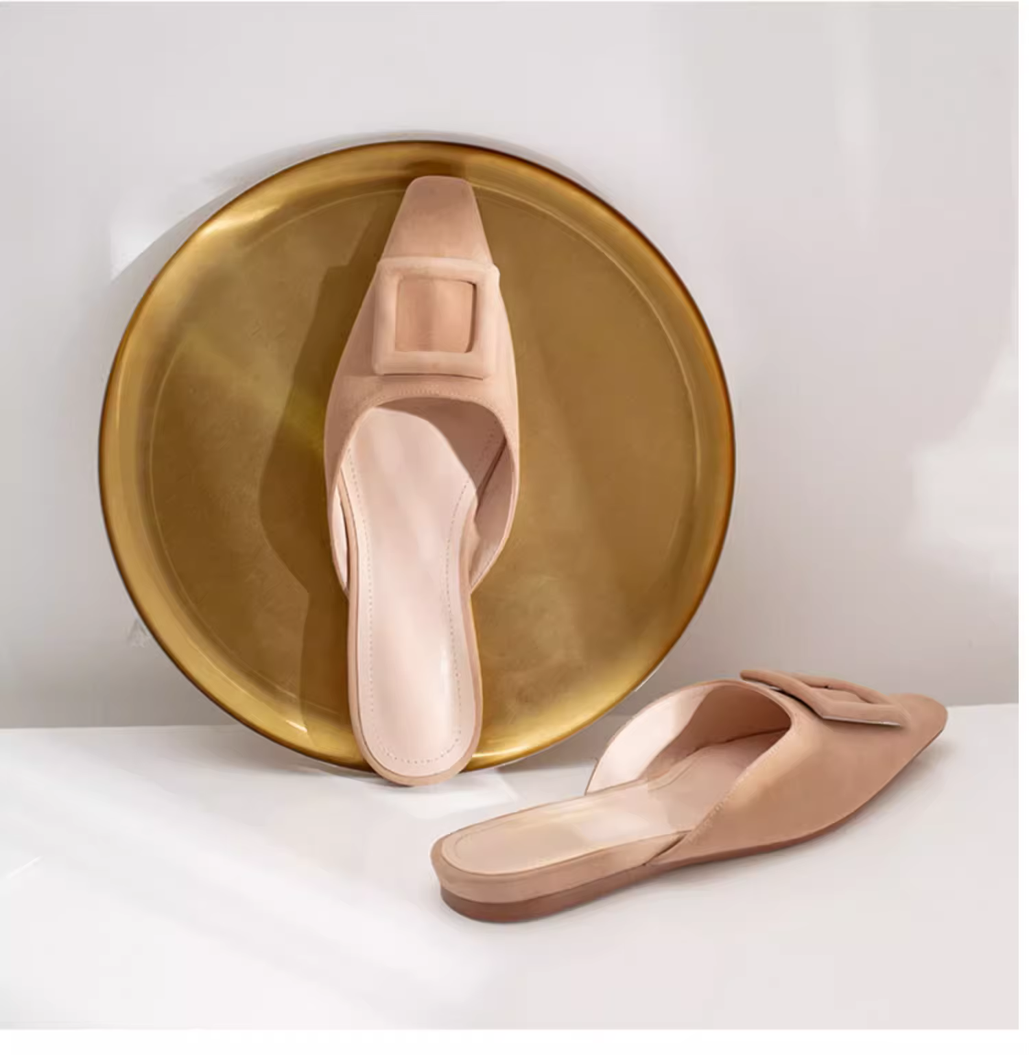 Mules à Boucle en Daim pour Femme, Chaussures de Style Basique, Pantoufles Naturelles, 50 Styles, Co